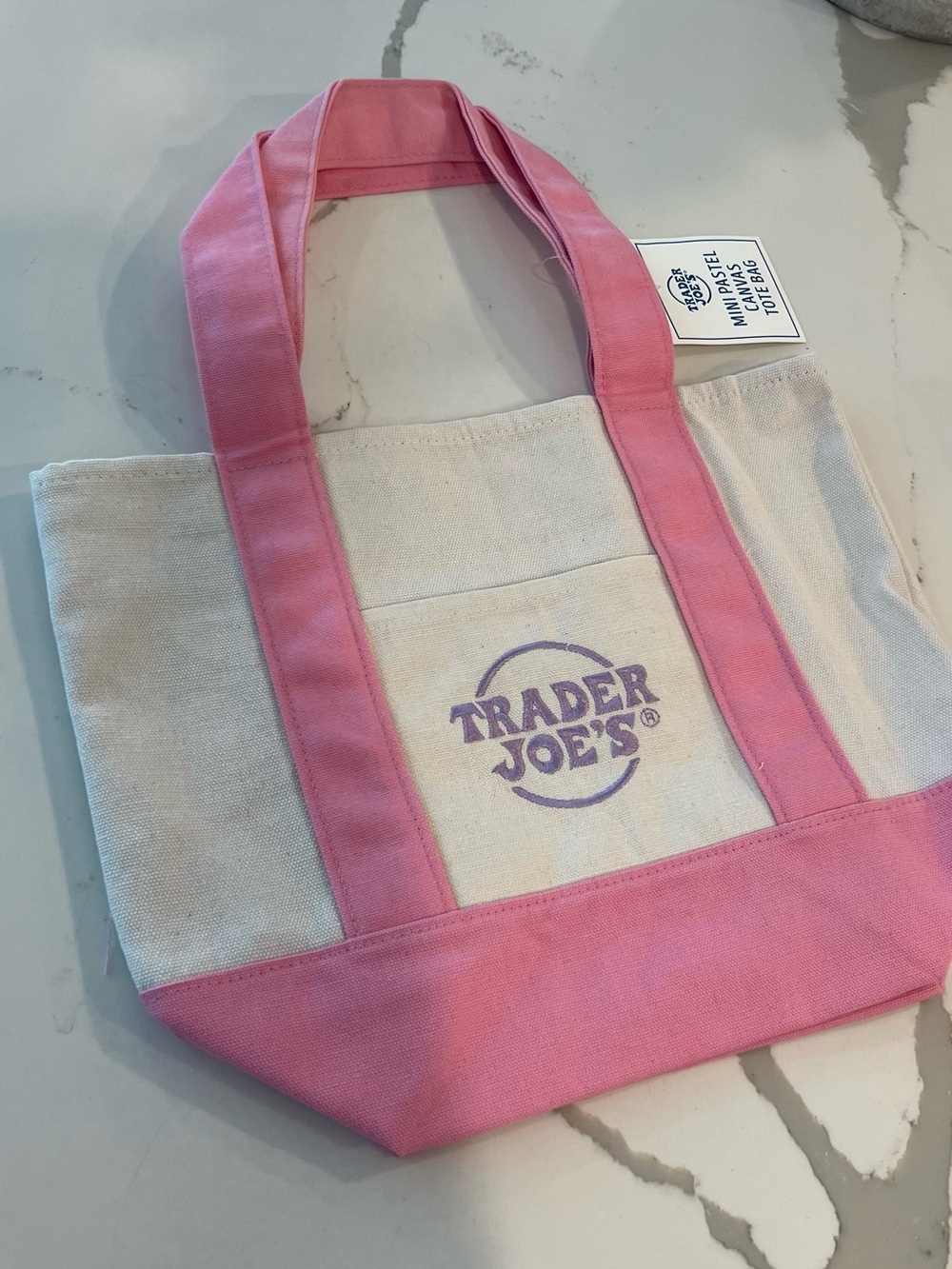 Pink & Cream Canvas Tote Bag